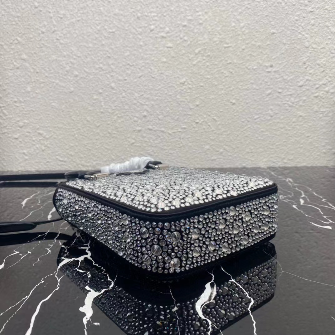 Prada Small Crystal-Studded Satin Tote Bag(17.5-15-5cm) - PerfectKickZ