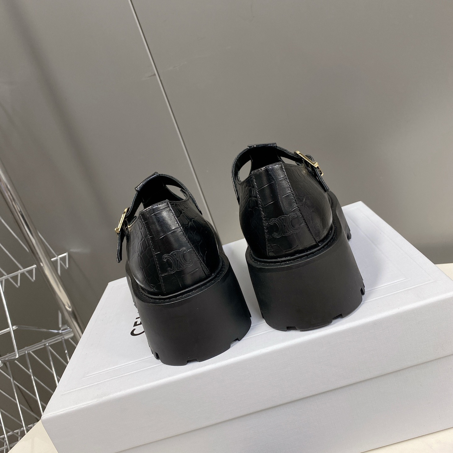 Celine Bulky Triomphe Perforated Babies In Crocodile Stamped Calfskin - PerfectKickZ