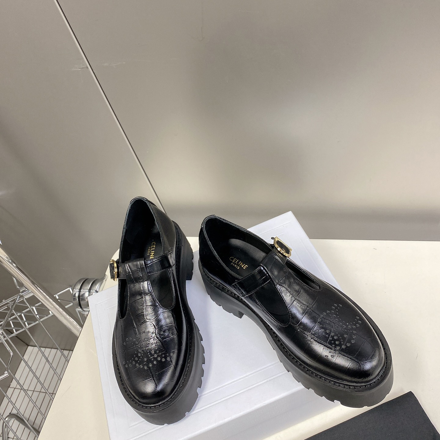 Celine Bulky Triomphe Perforated Babies In Crocodile Stamped Calfskin - PerfectKickZ