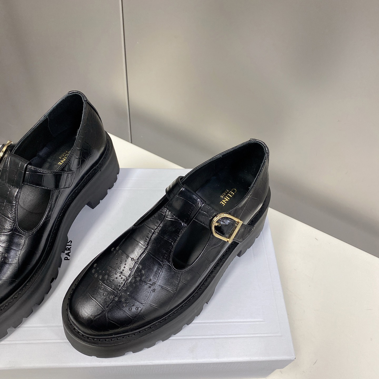 Celine Bulky Triomphe Perforated Babies In Crocodile Stamped Calfskin - PerfectKickZ