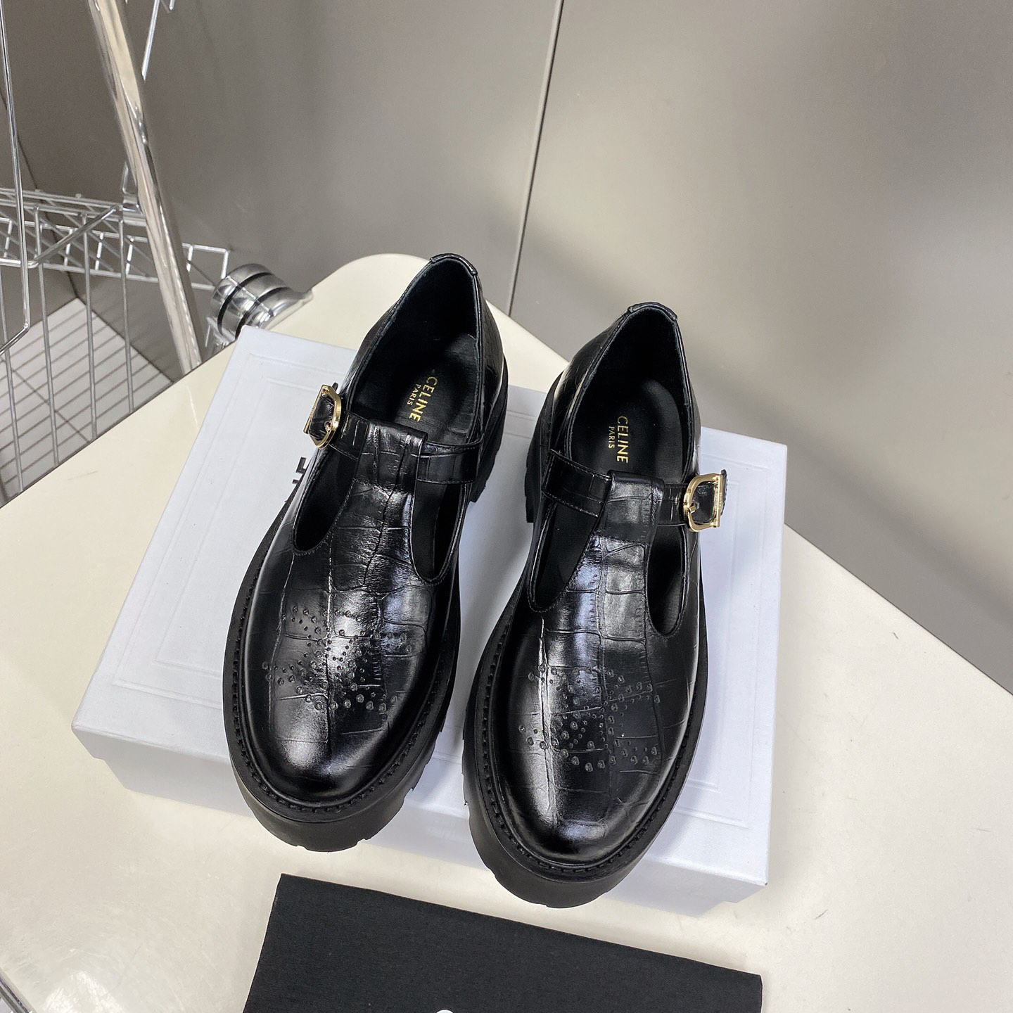 Celine Bulky Triomphe Perforated Babies In Crocodile Stamped Calfskin - PerfectKickZ