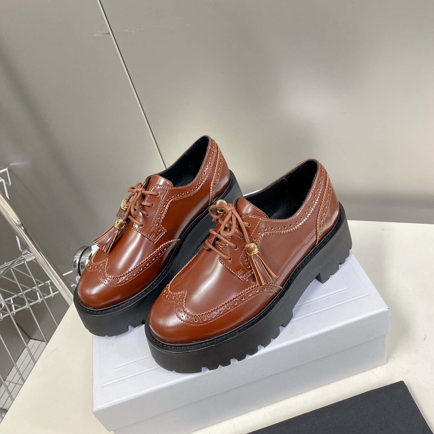 Celine Bulky Brogue Derby In Polished Bull - PerfectKickZ