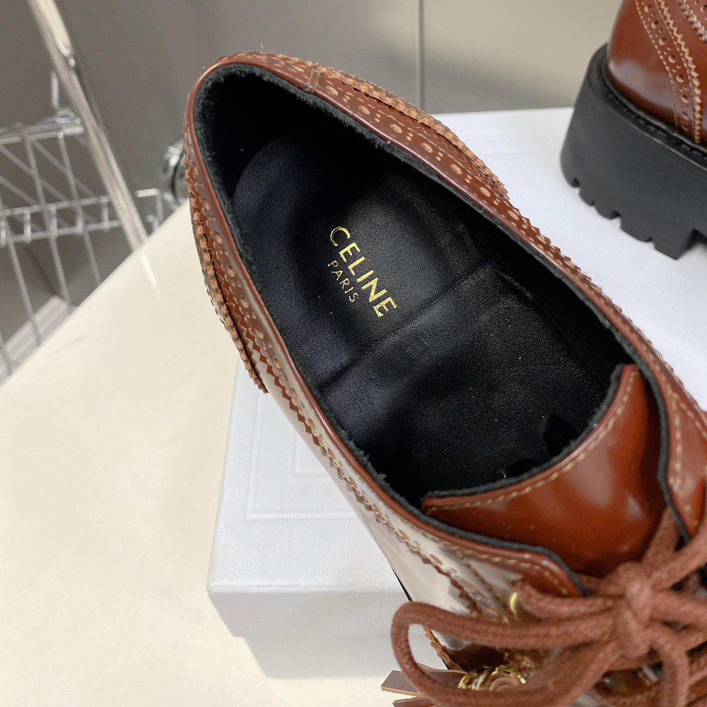 Celine Bulky Brogue Derby In Polished Bull - PerfectKickZ