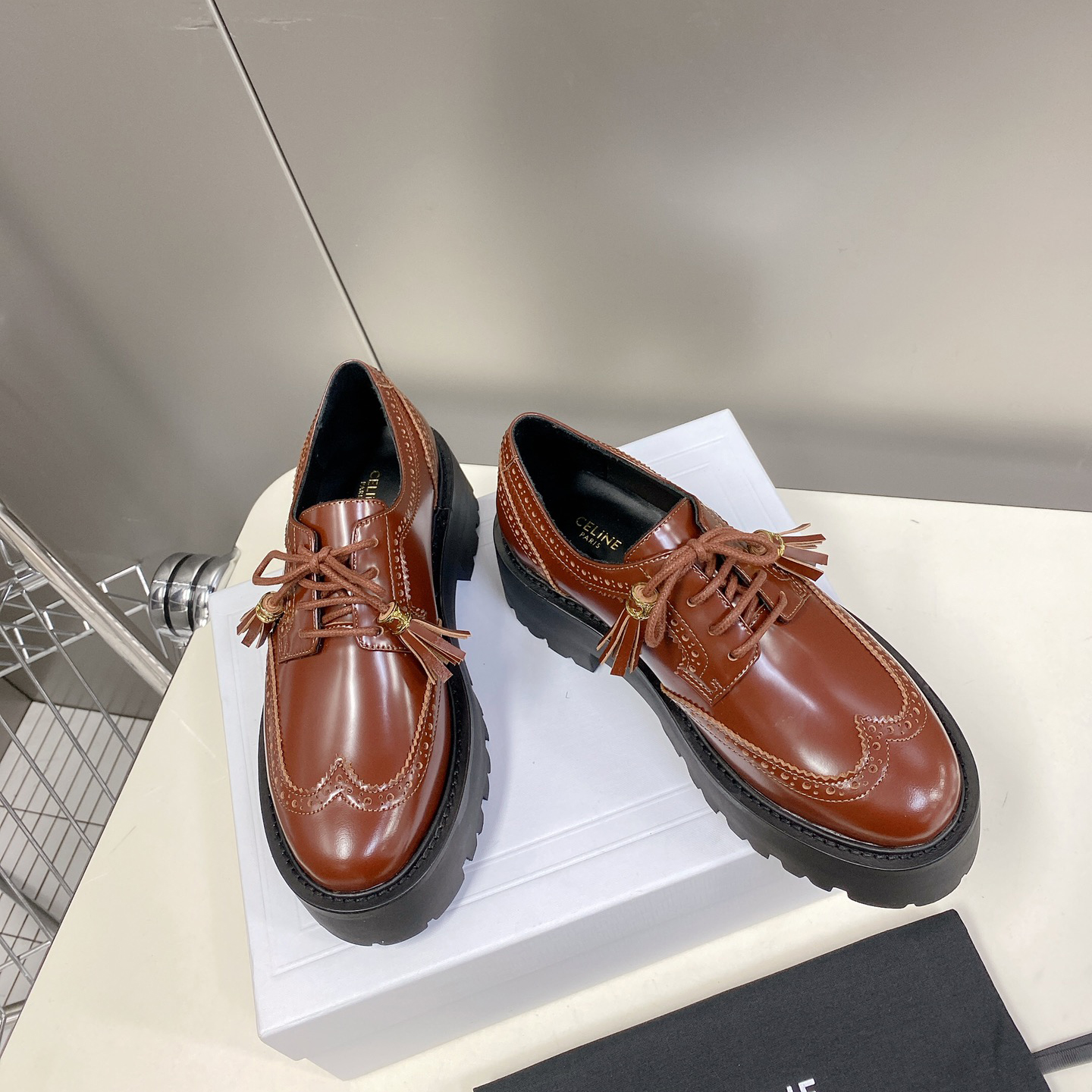 Celine Bulky Brogue Derby In Polished Bull - PerfectKickZ