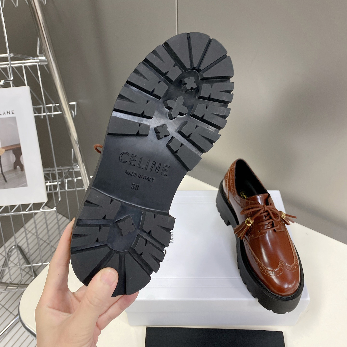 Celine Bulky Brogue Derby In Polished Bull - PerfectKickZ
