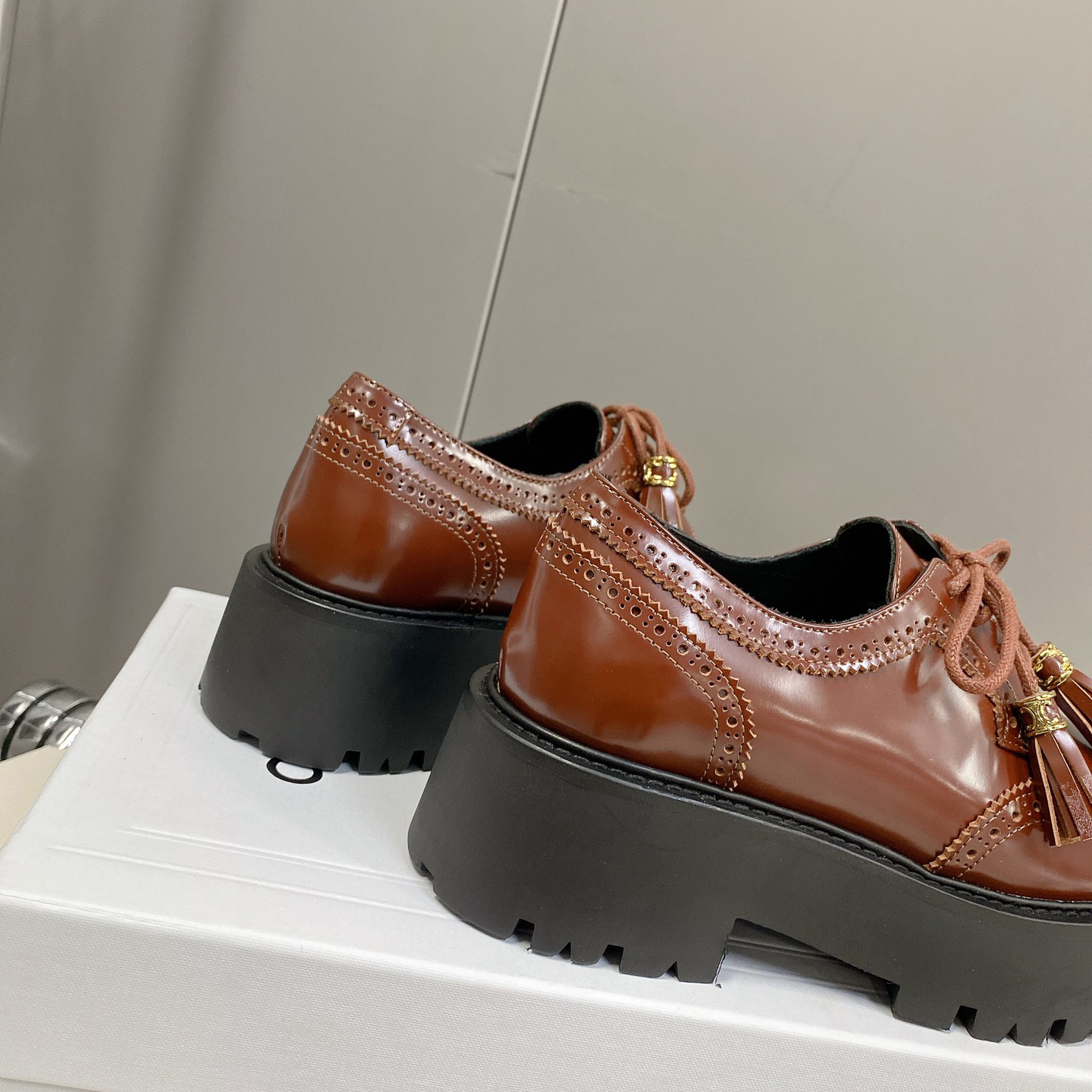 Celine Bulky Brogue Derby In Polished Bull - PerfectKickZ