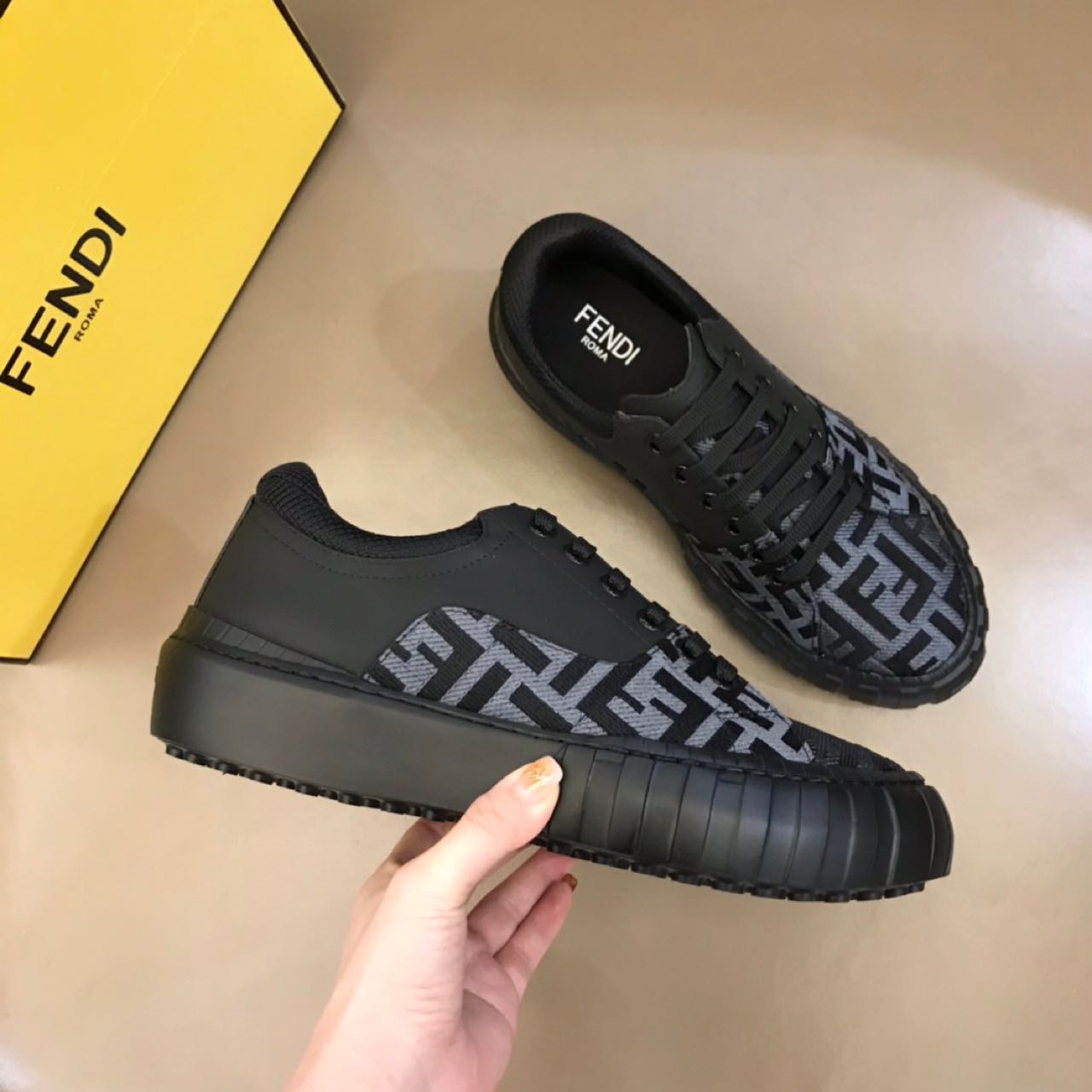 Fendi Force Black fabric low-Tops Sneakers - PerfectKickZ