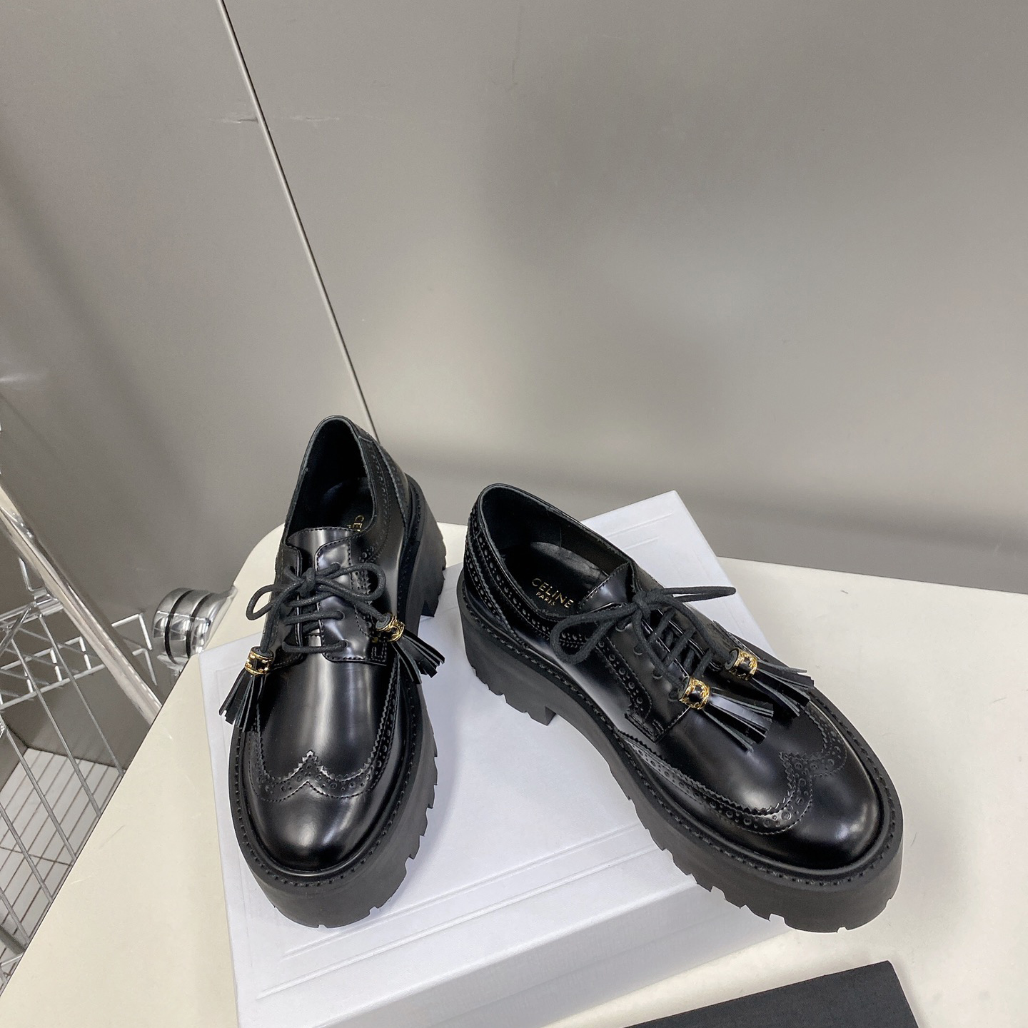 Celine Bulky Brogue Derby In Polished Bull - PerfectKickZ