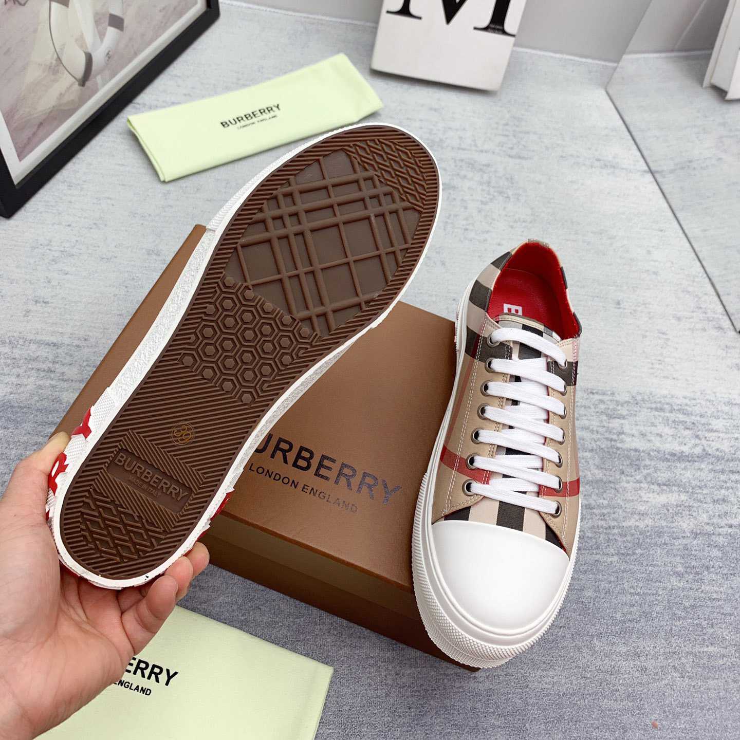 Burberry Check Cotton Sneakers - PerfectKickZ