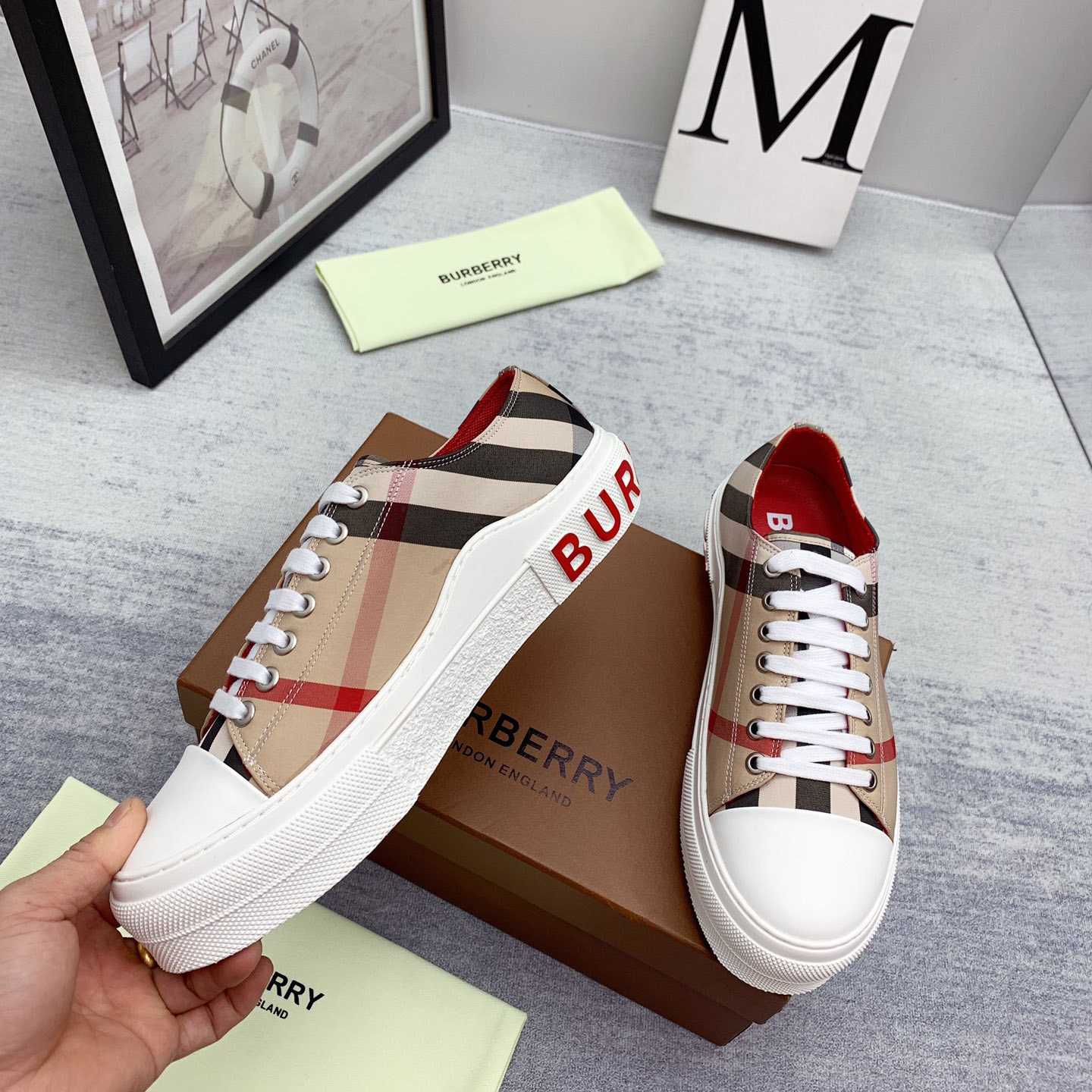 Burberry Check Cotton Sneakers - PerfectKickZ