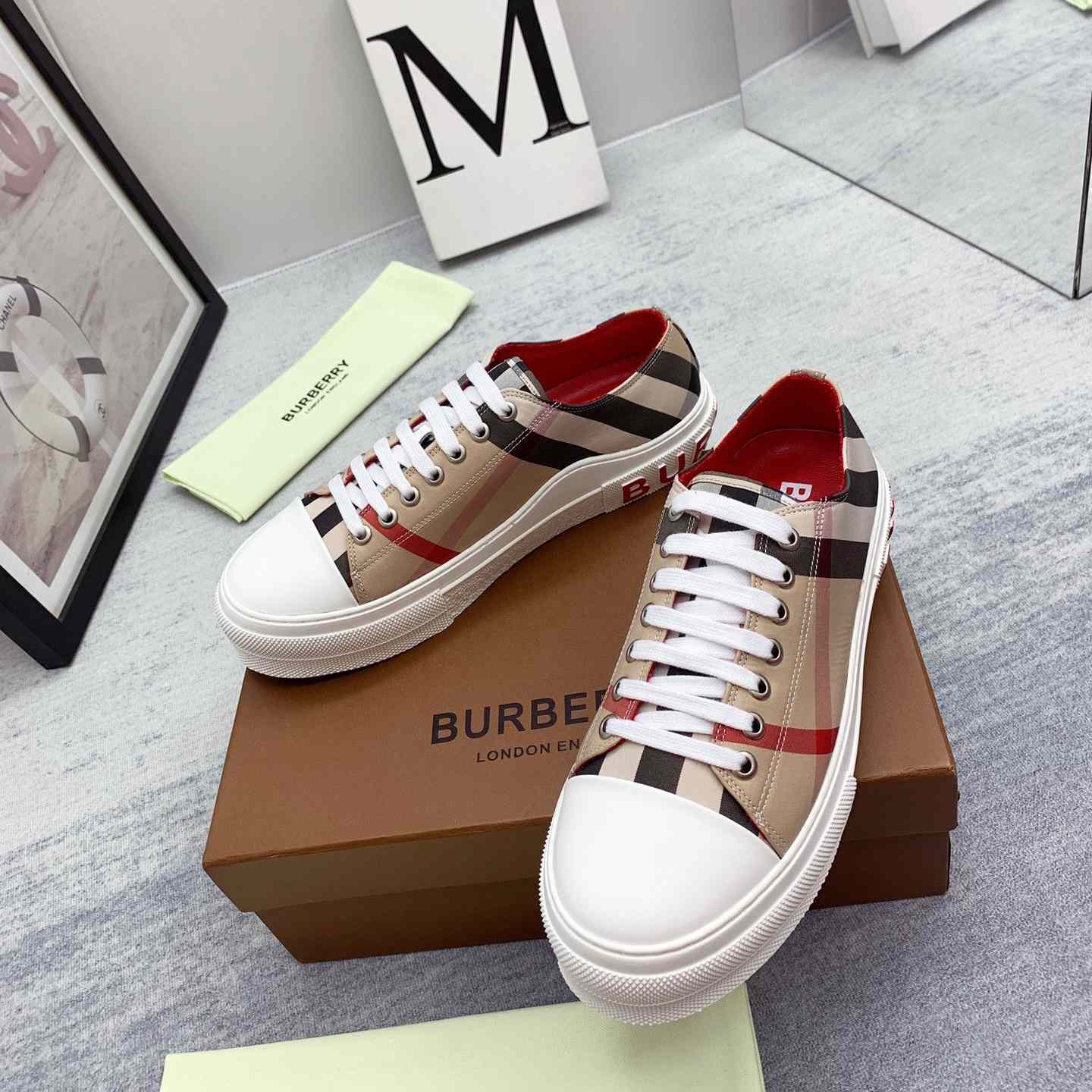 Burberry Check Cotton Sneakers - PerfectKickZ
