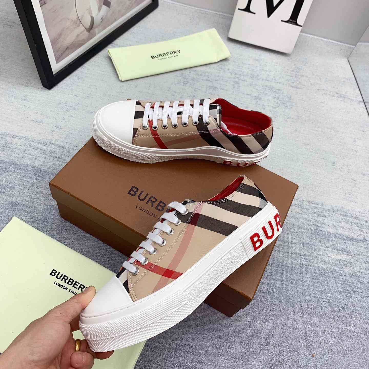 Burberry Check Cotton Sneakers - PerfectKickZ