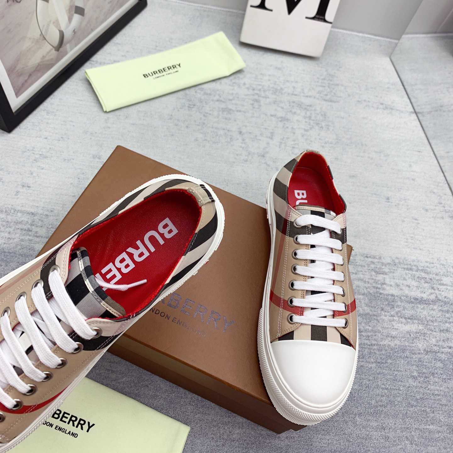 Burberry Check Cotton Sneakers - PerfectKickZ