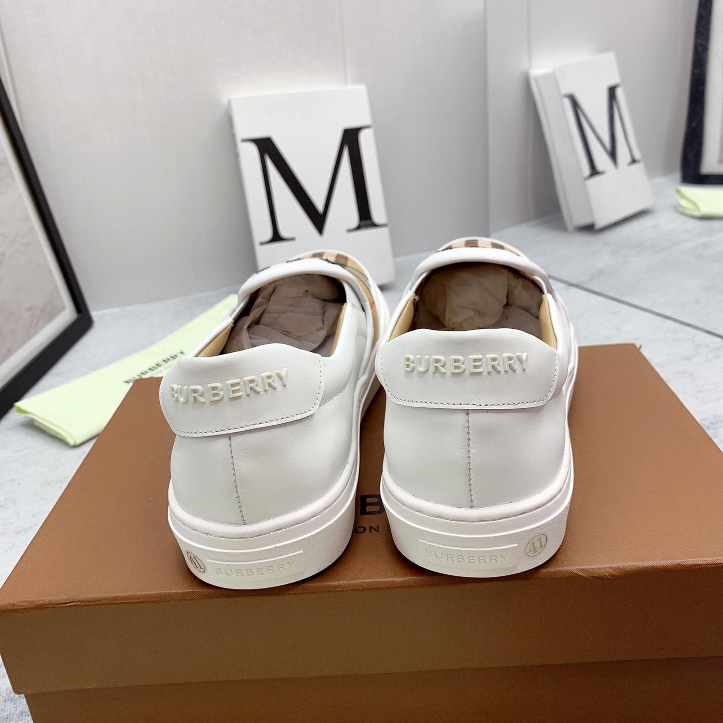 Burberry Leather And Vintage Check Slip-On Sneakers - PerfectKickZ