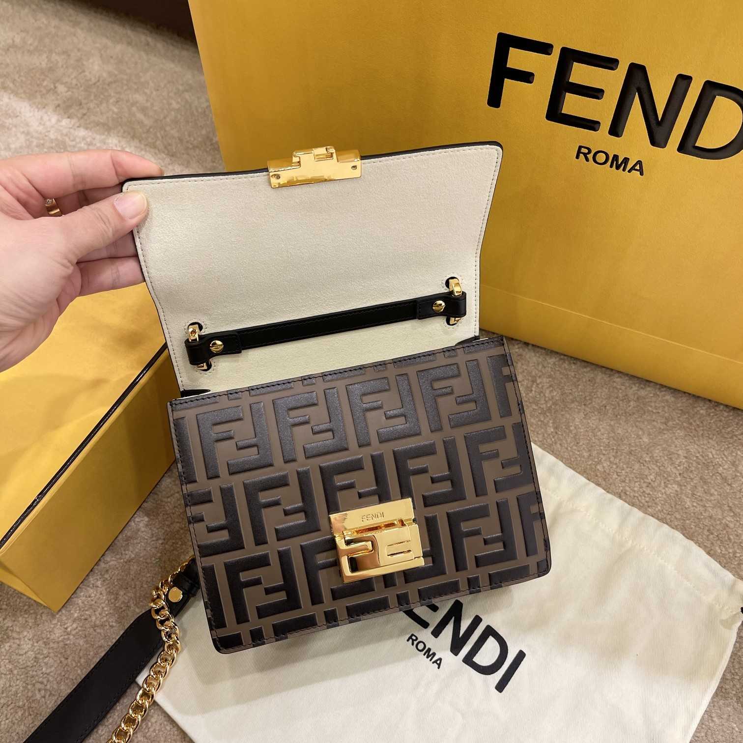 Fendi Kan U Small Brown Leather Mini-Bag(19-13-9cm) - PerfectKickZ