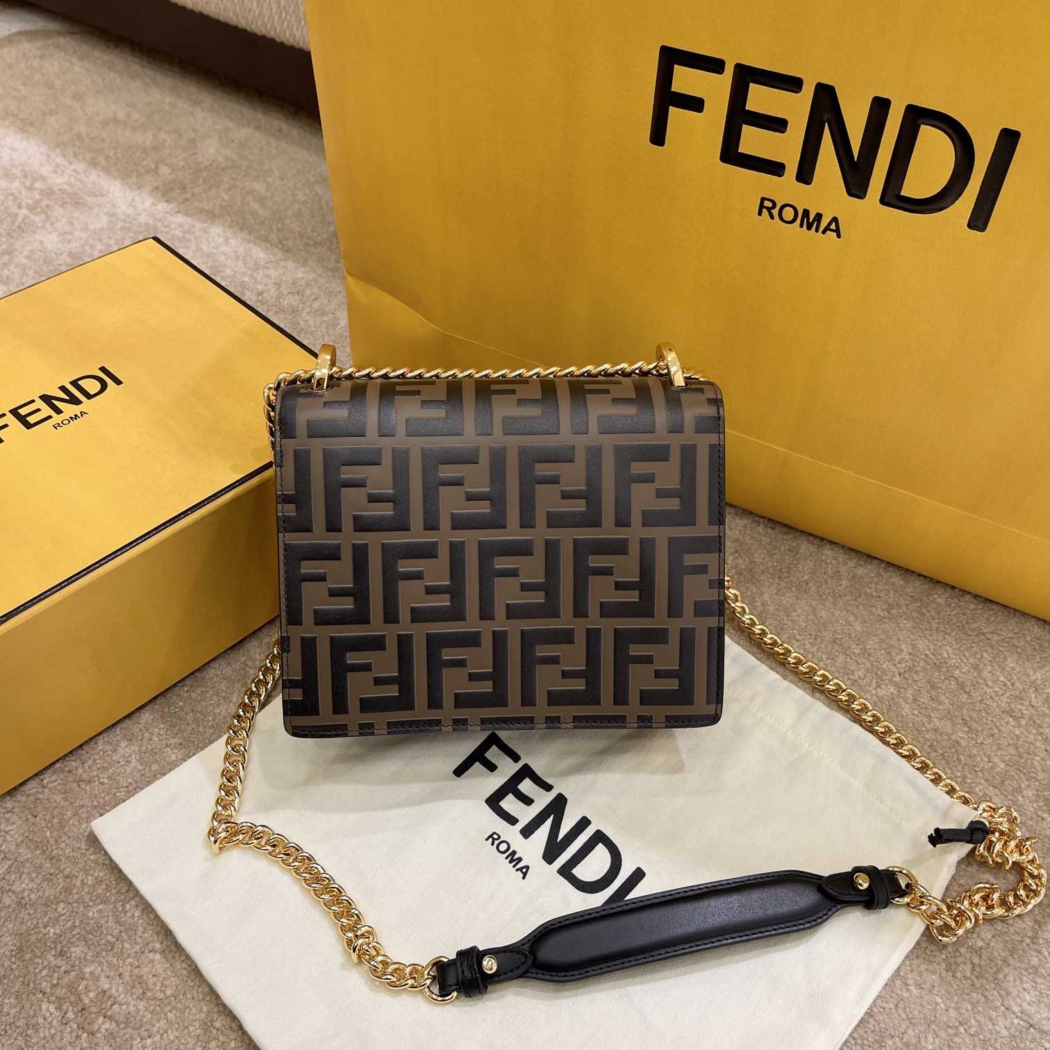 Fendi Kan U Small Brown Leather Mini-Bag(19-13-9cm) - PerfectKickZ