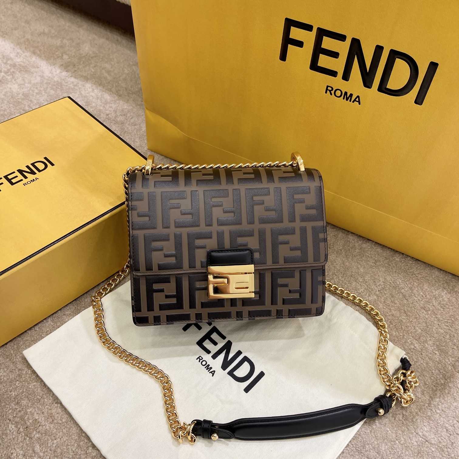 Fendi Kan U Small Brown Leather Mini-Bag(19-13-9cm) - PerfectKickZ