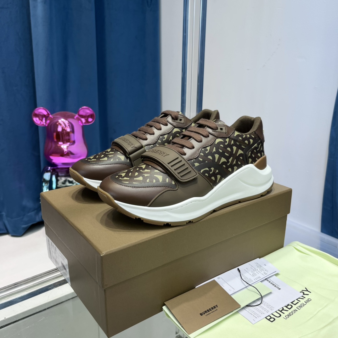 Burberry Monogram Nylon And Leather Sneakers - PerfectKickZ