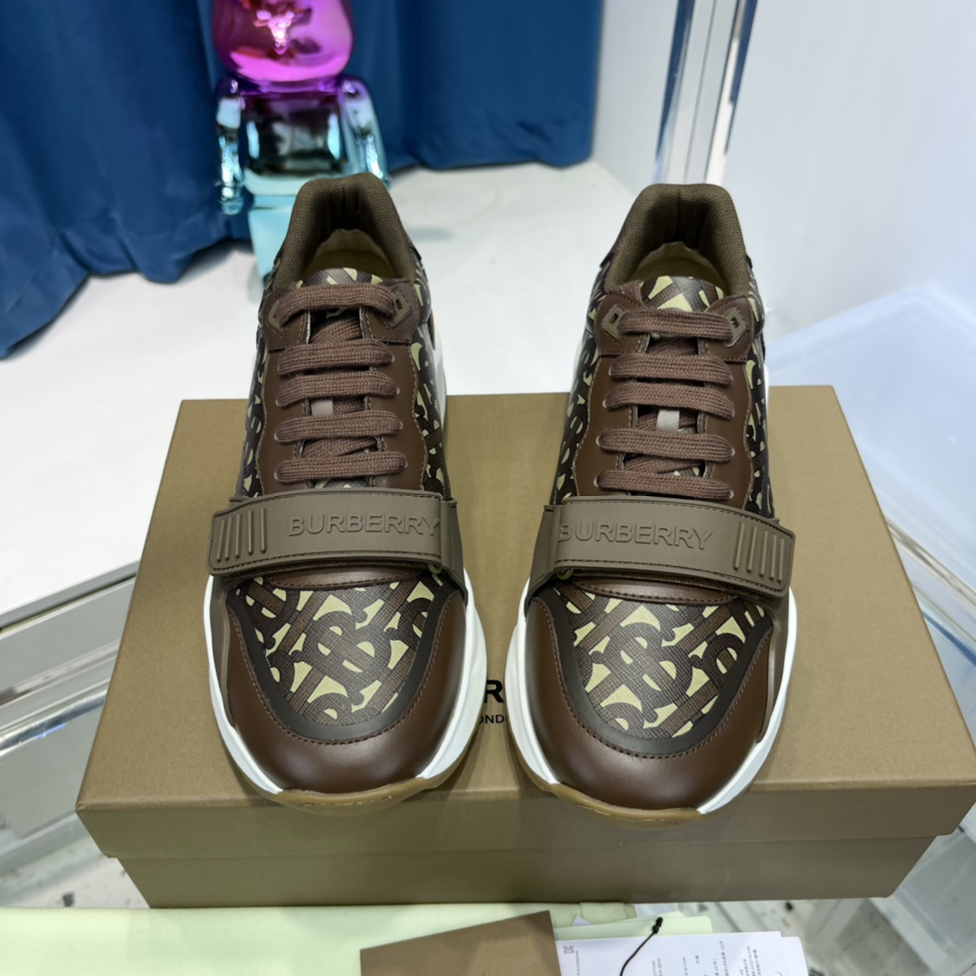 Burberry Monogram Nylon And Leather Sneakers - PerfectKickZ