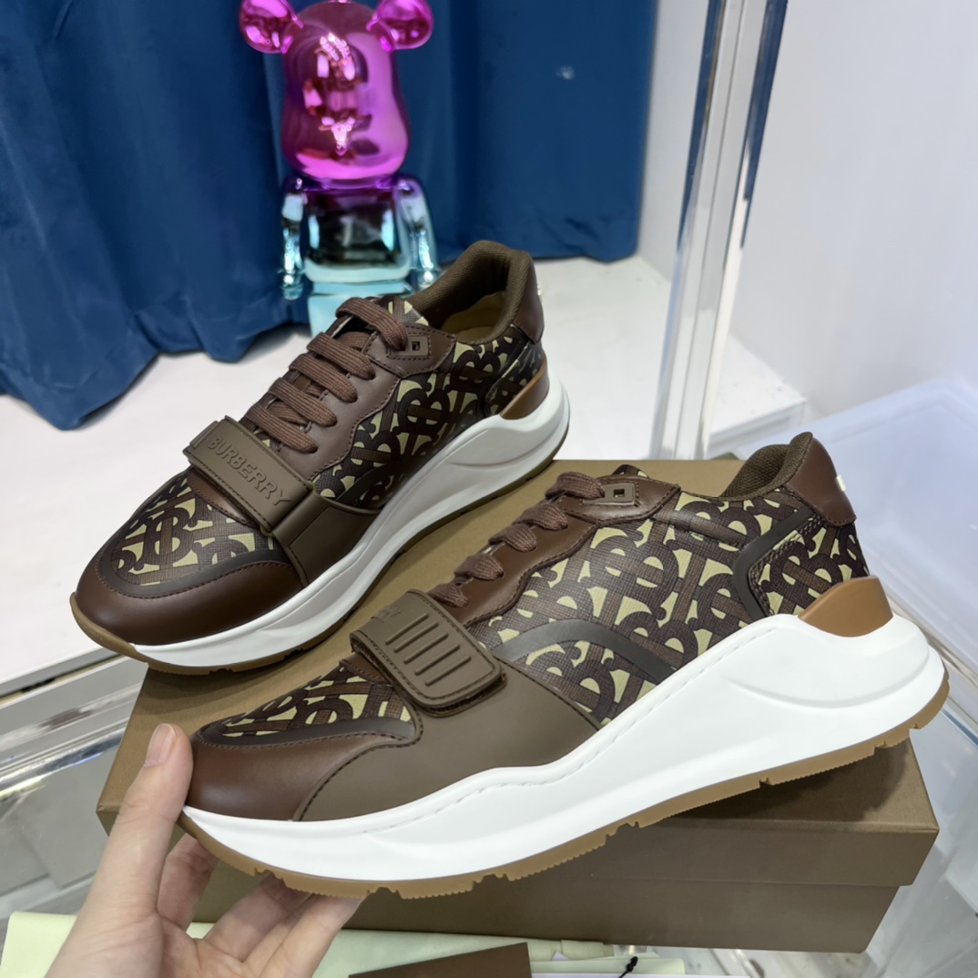 Burberry Monogram Nylon And Leather Sneakers - PerfectKickZ