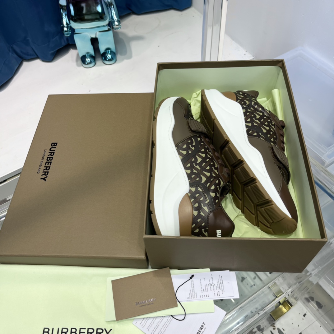 Burberry Monogram Nylon And Leather Sneakers - PerfectKickZ