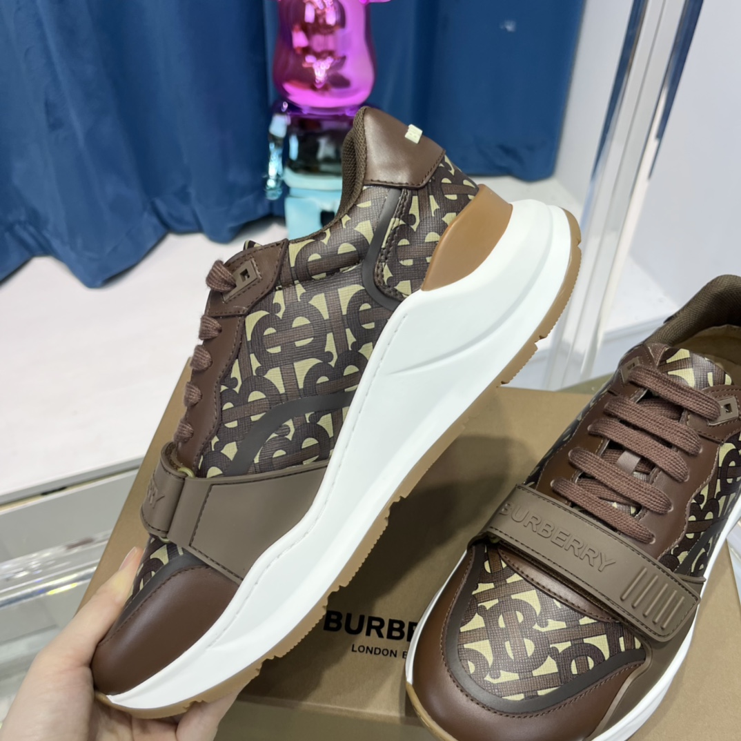 Burberry Monogram Nylon And Leather Sneakers - PerfectKickZ
