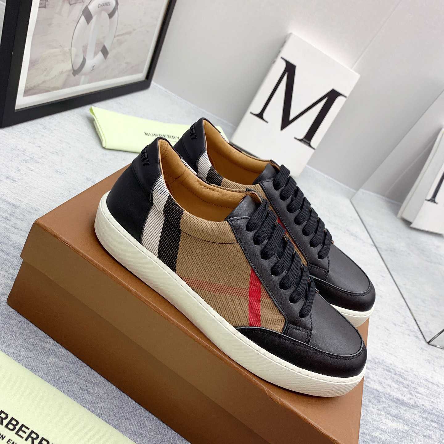 Burberry House Check Cotton And Leather Sneakers - PerfectKickZ