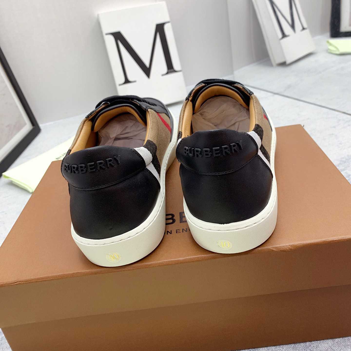Burberry House Check Cotton And Leather Sneakers - PerfectKickZ