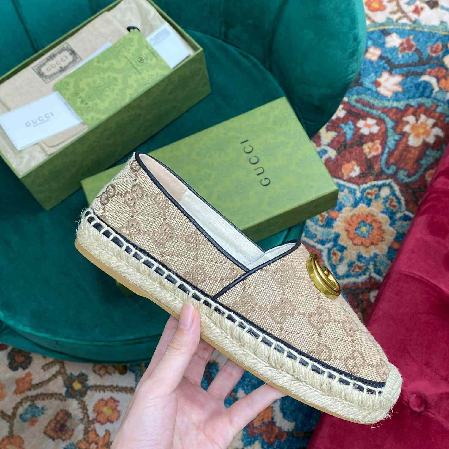 Gucci Women's GG Matelassé Canvas Espadrille - PerfectKickZ