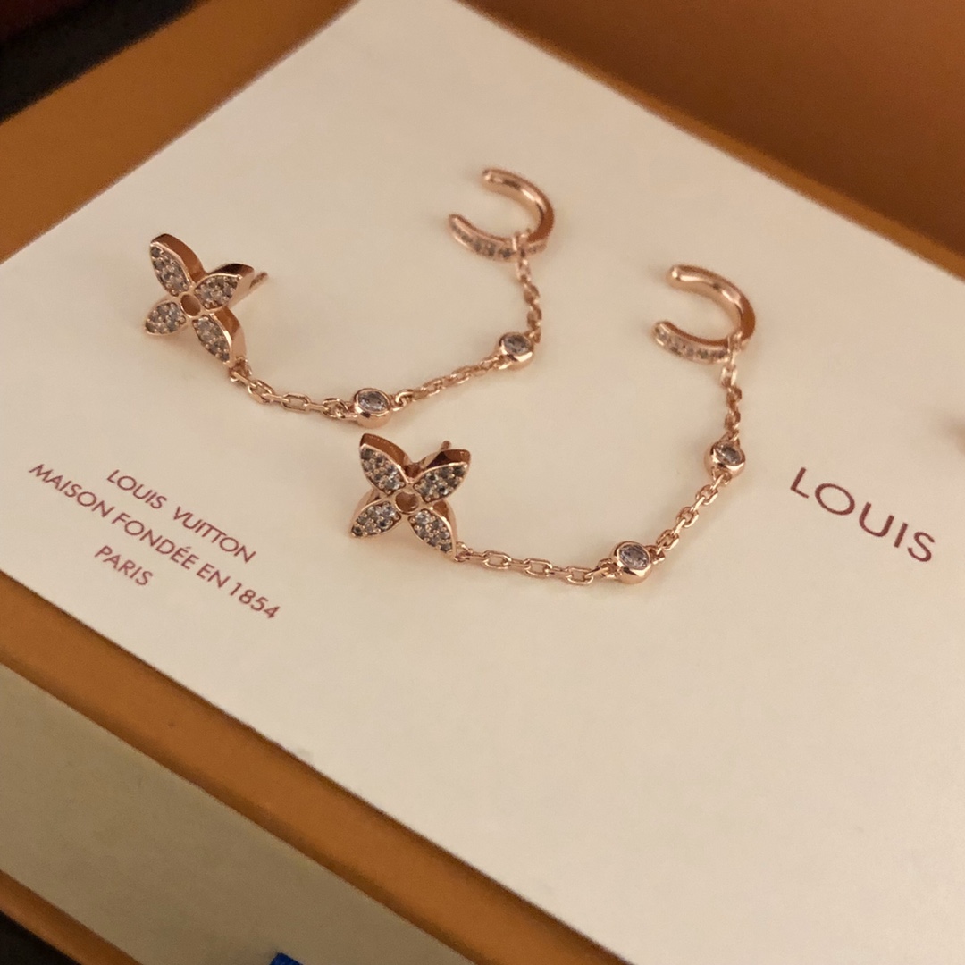 Louis Vuitton Idylle Blossom Mono Chain Earrings, Pink Gold And Diamonds - Per Unit    Q96836 - PerfectKickZ