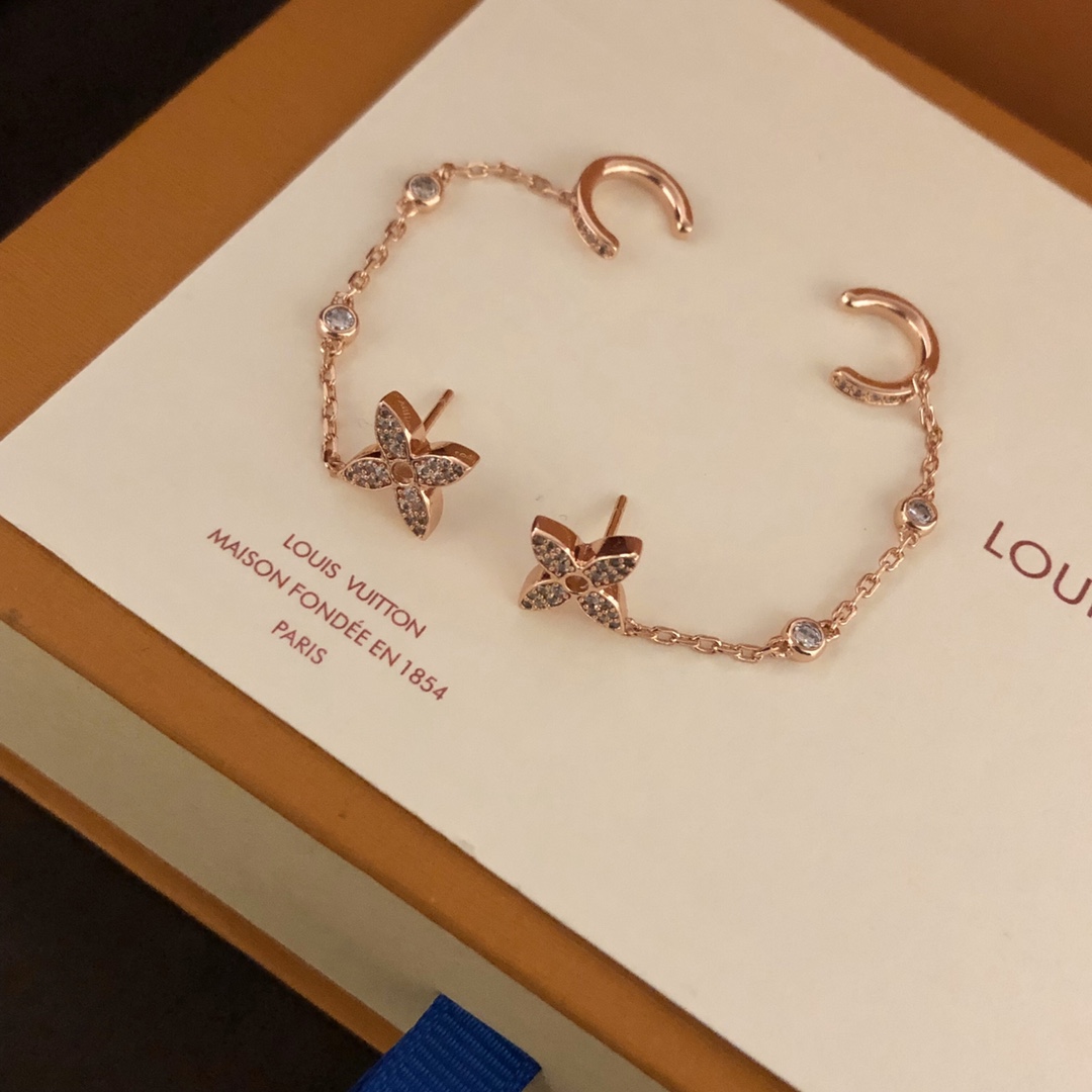 Louis Vuitton Idylle Blossom Mono Chain Earrings, Pink Gold And Diamonds - Per Unit    Q96836 - PerfectKickZ