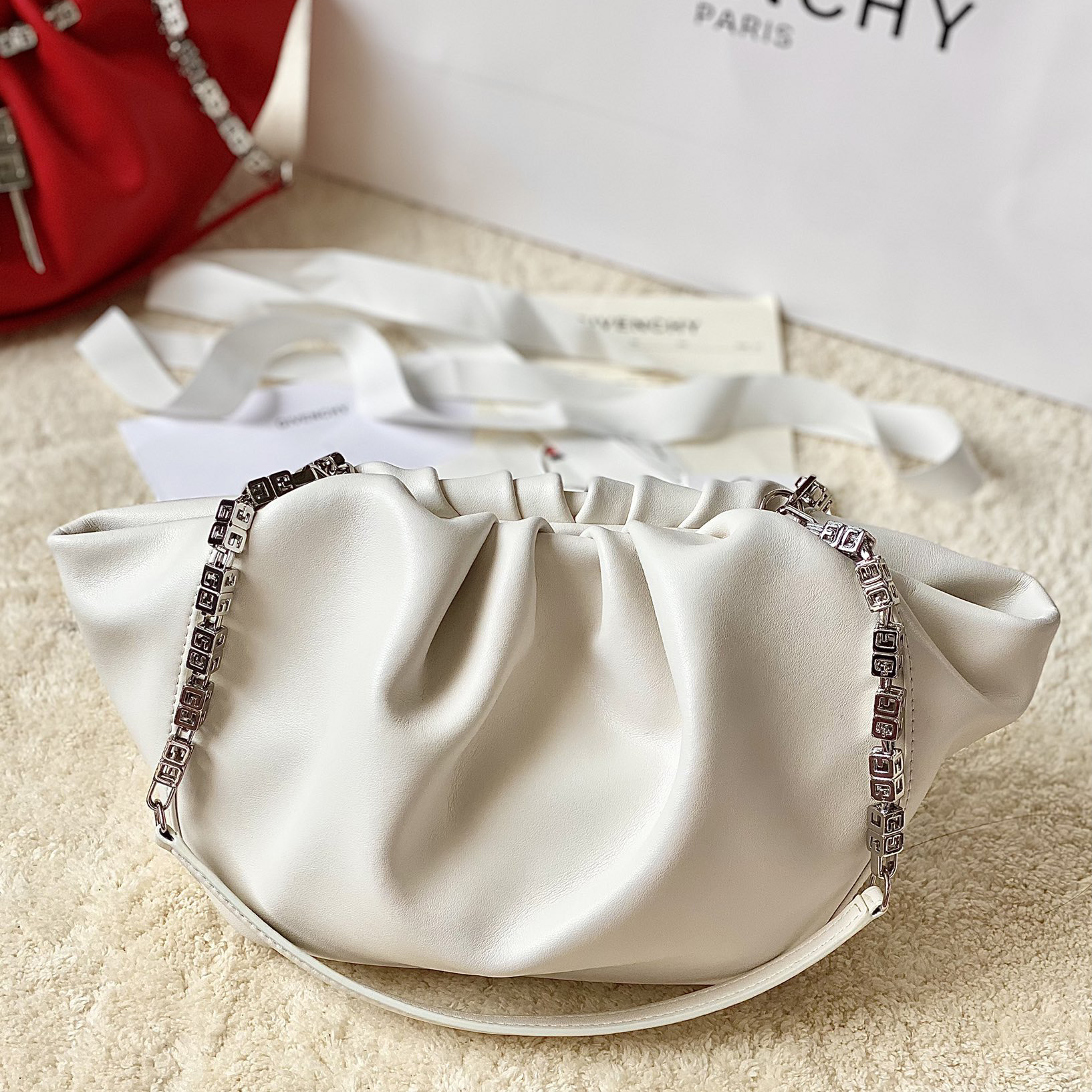 Givenchy Small Kenny Bag In Smooth Leather - Ivory(32-22-17cm) - PerfectKickZ