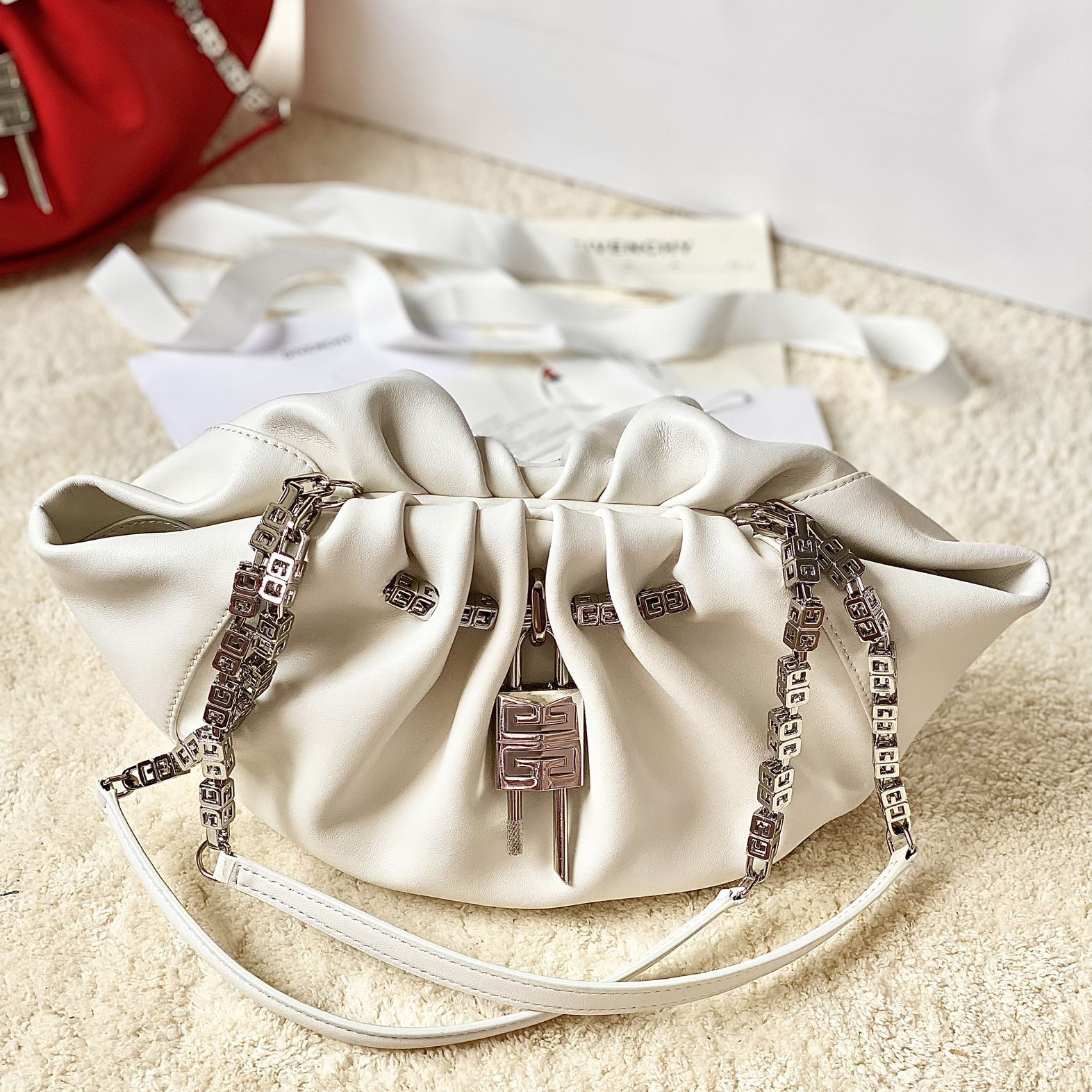 Givenchy Small Kenny Bag In Smooth Leather - Ivory(32-22-17cm) - PerfectKickZ