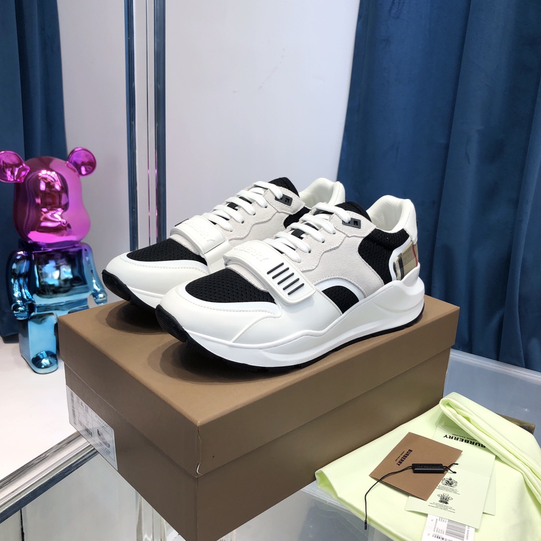 Burberry Mesh, Suede And Vintage Check Cotton Sneakers - PerfectKickZ