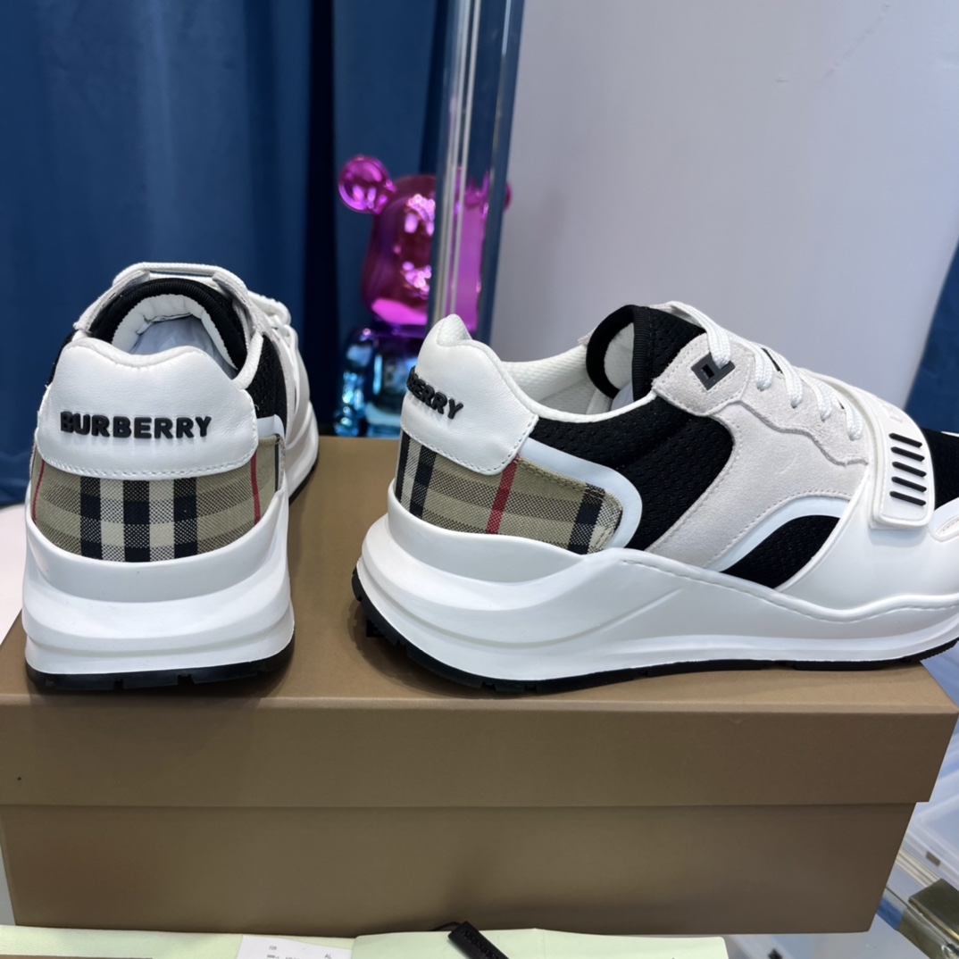 Burberry Mesh, Suede And Vintage Check Cotton Sneakers - PerfectKickZ
