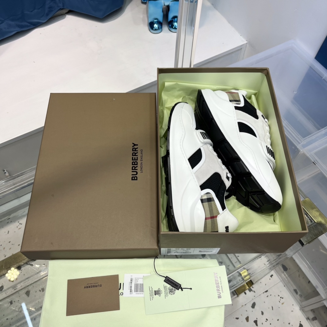 Burberry Mesh, Suede And Vintage Check Cotton Sneakers - PerfectKickZ