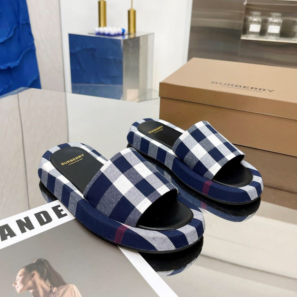 Burberry Check Cotton Slides - PerfectKickZ