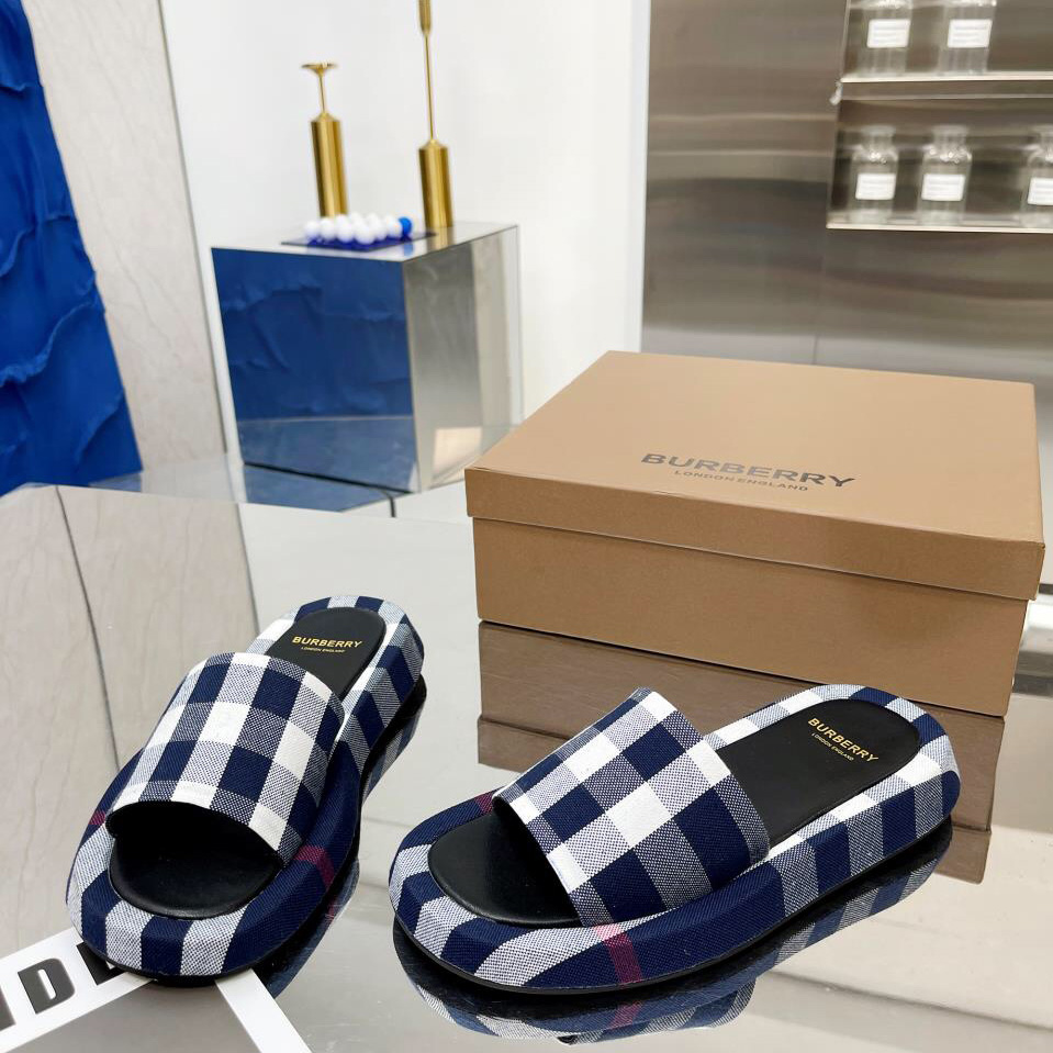 Burberry Check Cotton Slides - PerfectKickZ