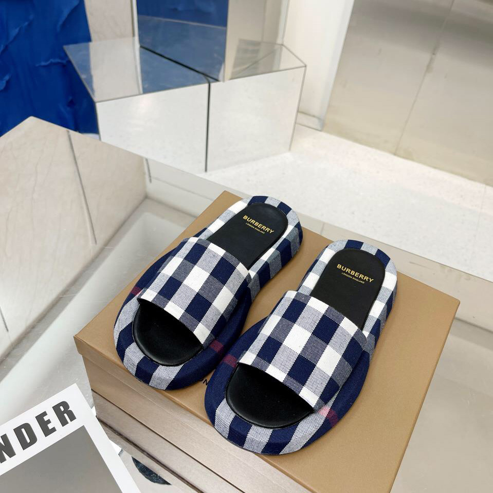 Burberry Check Cotton Slides - PerfectKickZ