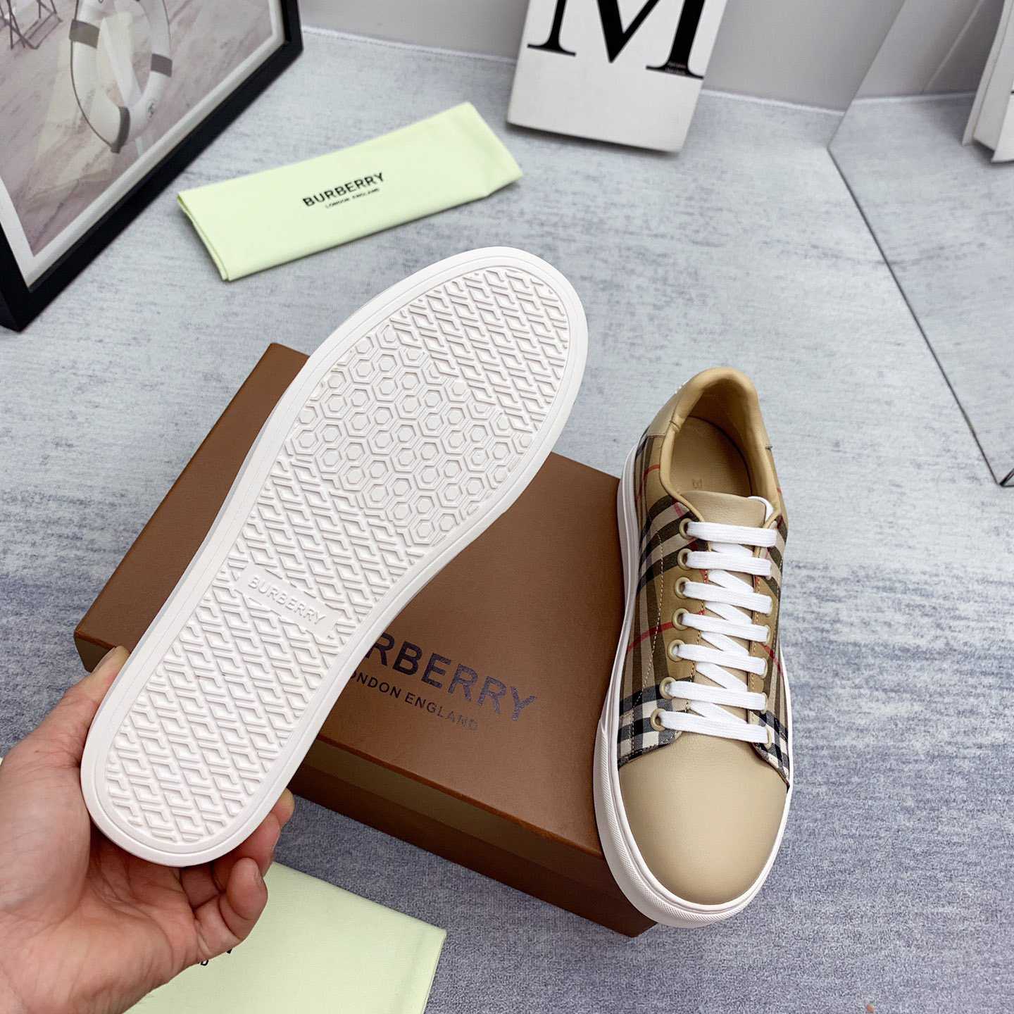 Burberry Vintage Check and Leather Sneakers - PerfectKickZ