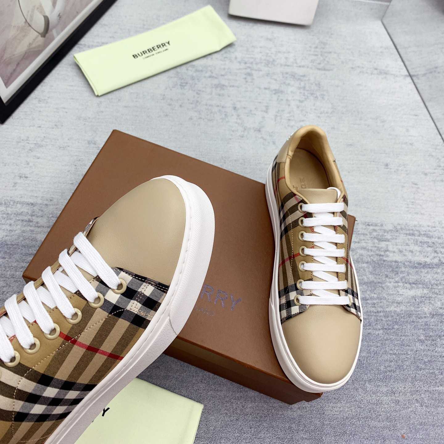 Burberry Vintage Check and Leather Sneakers - PerfectKickZ