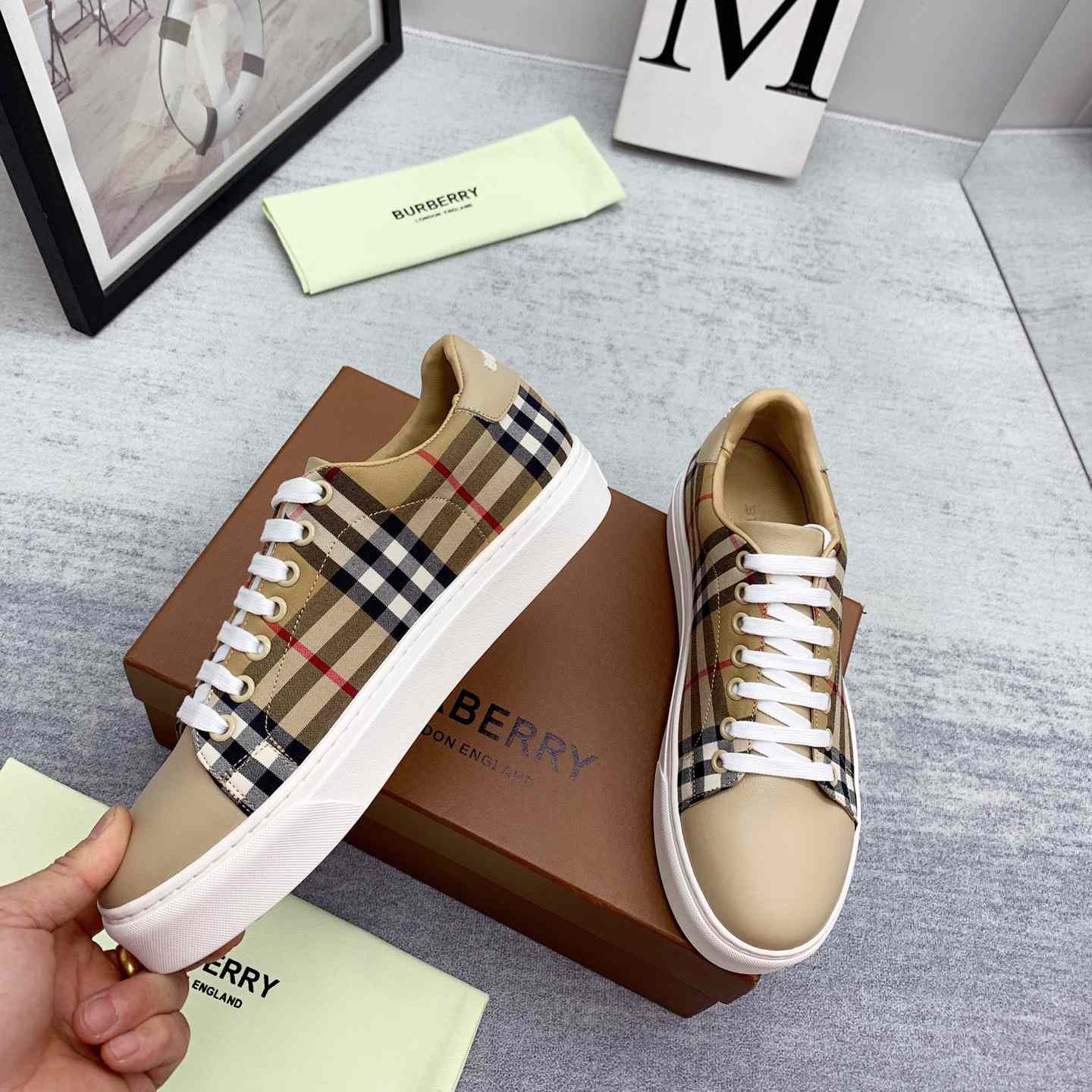 Burberry Vintage Check and Leather Sneakers - PerfectKickZ
