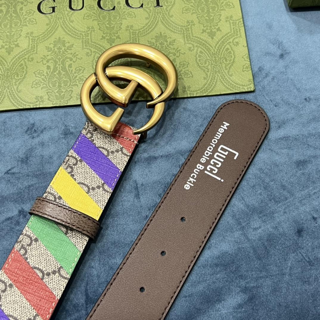 Gucci Striped Belt With Double G - PerfectKickZ