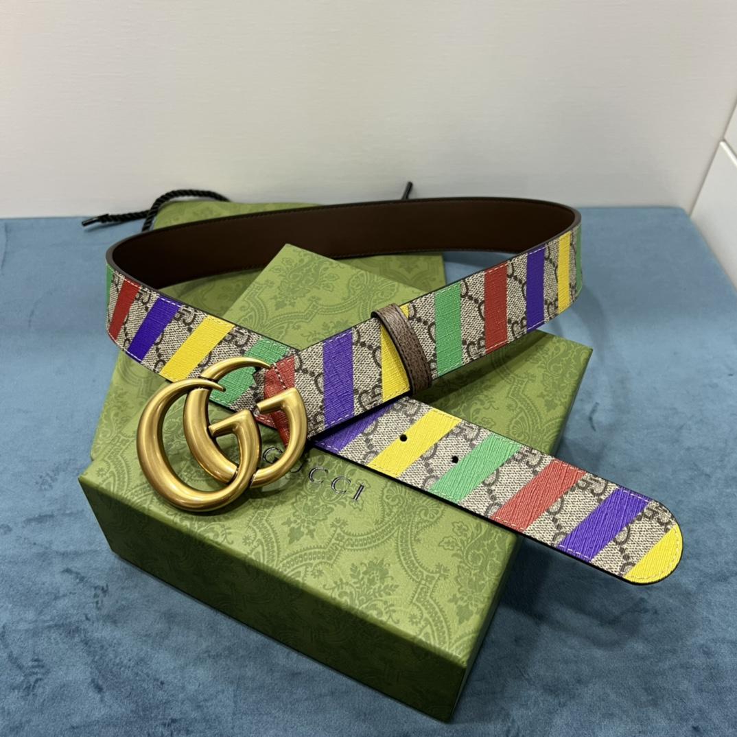 Gucci Striped Belt With Double G - PerfectKickZ