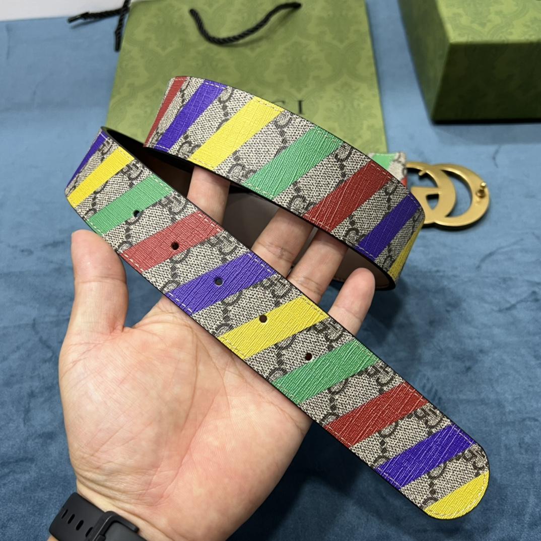 Gucci Striped Belt With Double G - PerfectKickZ