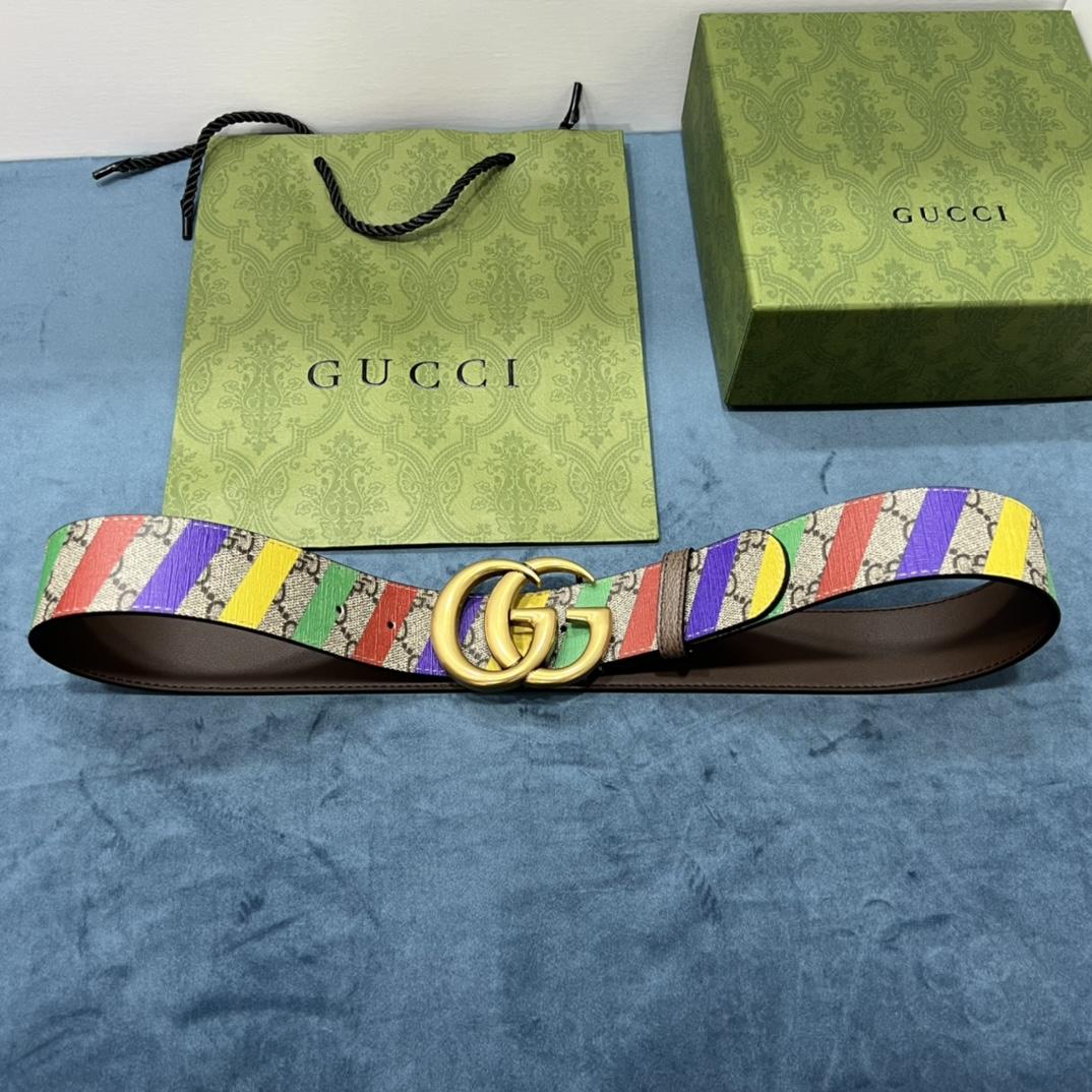 Gucci Striped Belt With Double G - PerfectKickZ