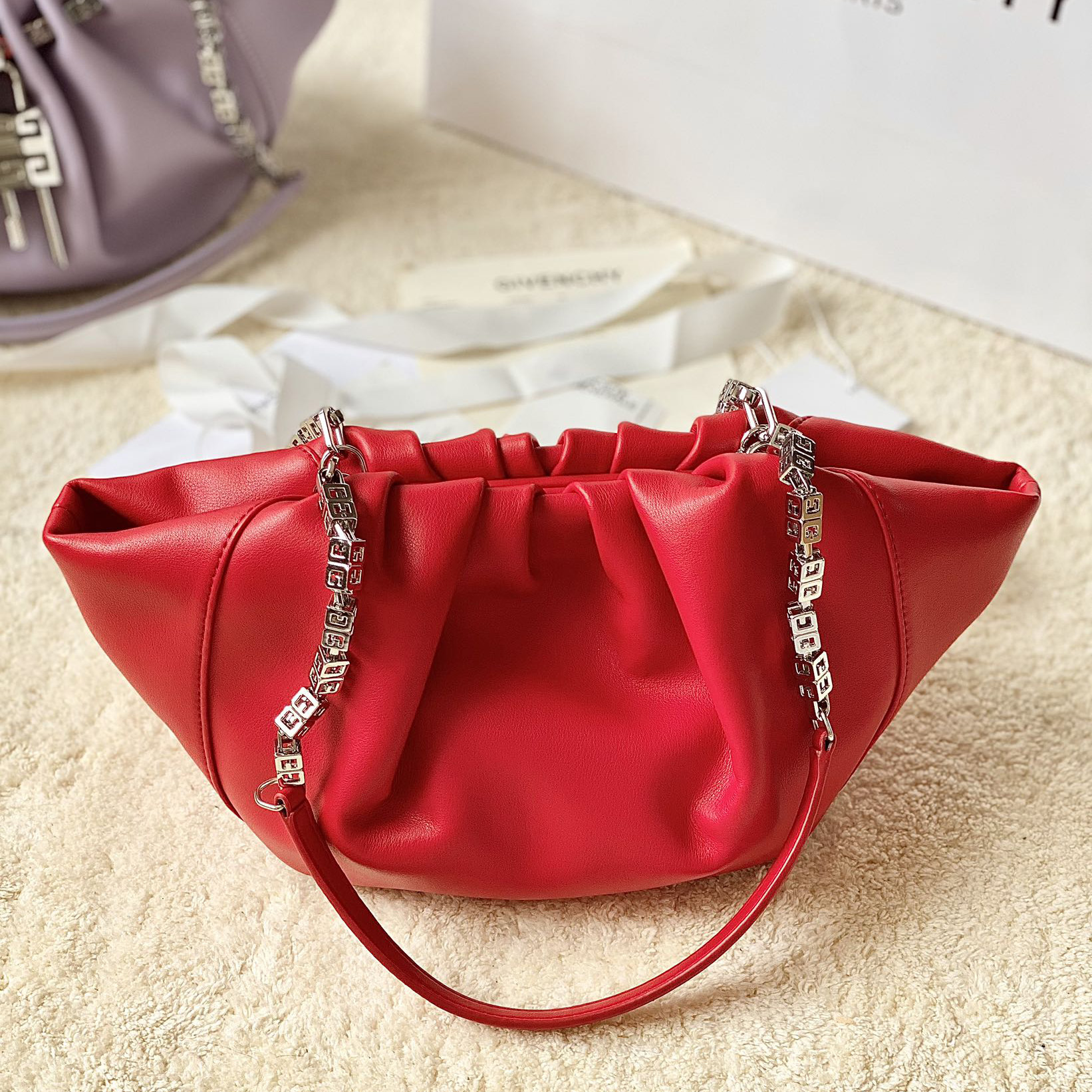 Givenchy Small Kenny Bag In Smooth Leather - Red(32-22-17cm) - PerfectKickZ