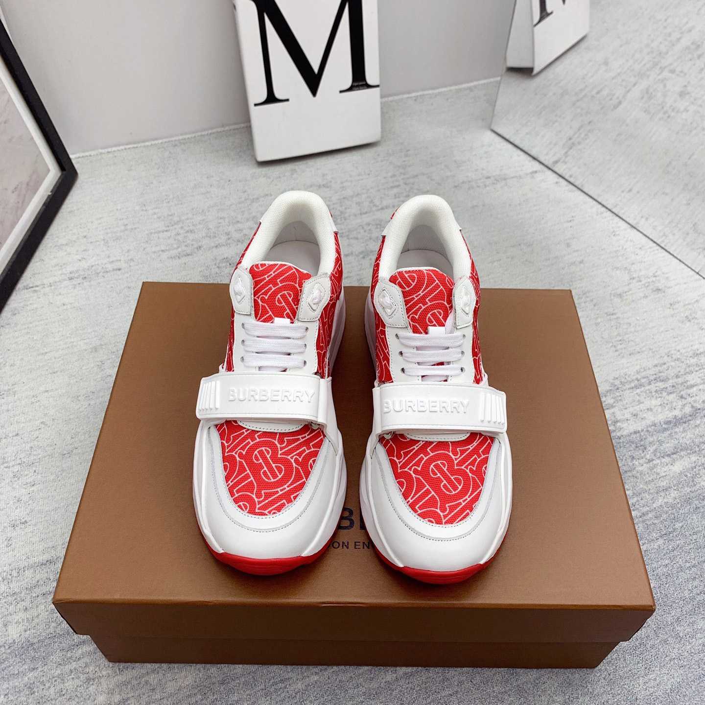 Burberry Monogram Print Nylon And Leather Sneakers - PerfectKickZ