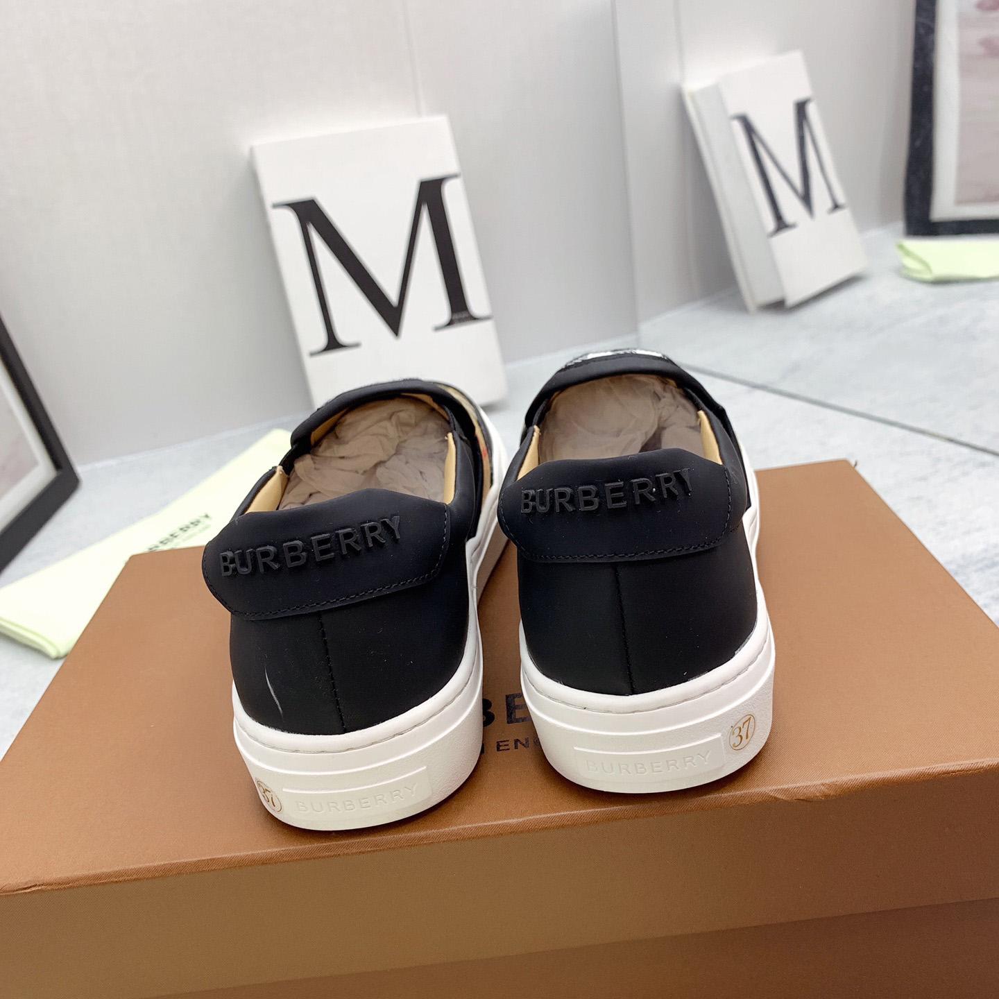 Burberry Leather And Vintage Check Slip-On Sneakers - PerfectKickZ