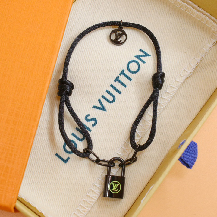 Louis Vuitton  Silver Lockit X Virgil Abloh Bracelet, Black Titanium     Q05270 - PerfectKickZ